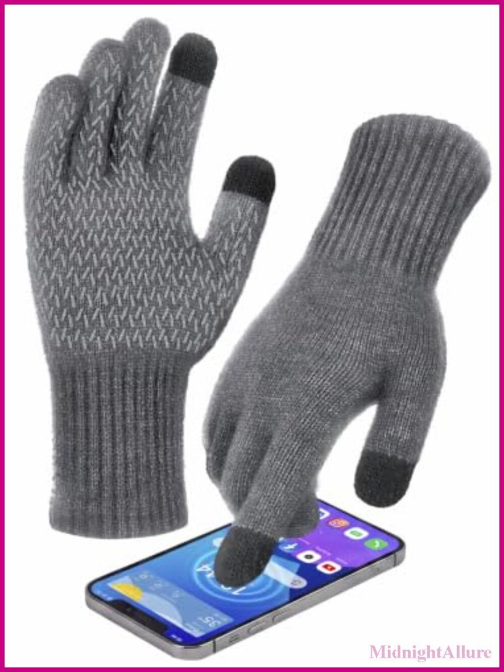 Alpaca Wool Winter Gloves Touchscreen Thumb & Index Anti-Slip Grip Unisex